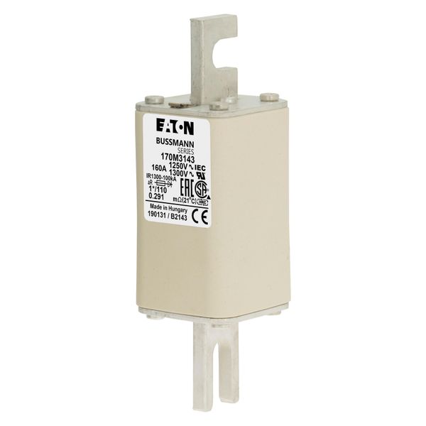 Fuse-link, high speed, 160 A, AC 1250 V, compact size 1, 45 x 45 x 138 mm, aR, DIN, IEC, single indicator image 2