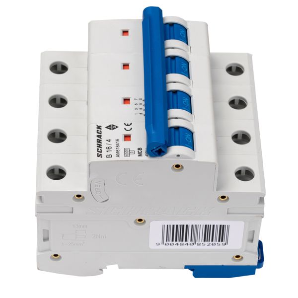 Miniature Circuit Breaker (MCB) AMPARO 6kA, B 16A, 4-pole image 1