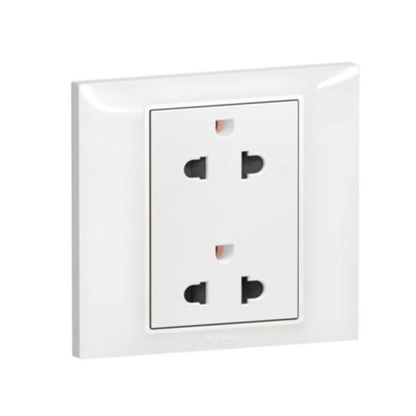 Belanko S 1 gang 2X2P Euro/US socket outlet with earth - White image 1