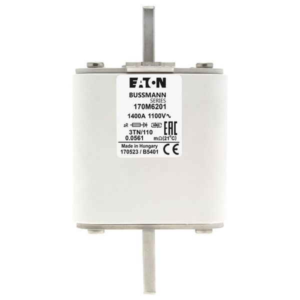 Fuse-link, high speed, 1400 A, AC 1100 V, size 3, 76 x 90 x 139 mm, aR, DIN, IEC, type T indicator image 2