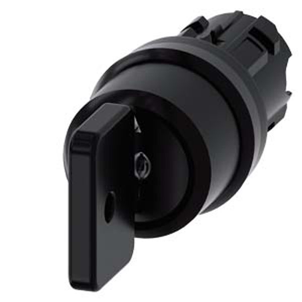 Key-operated switch O.M.R, 22 mm, round, plastic, lock number 73034, black, with 2 keys, 3 switch positions I-O image 1