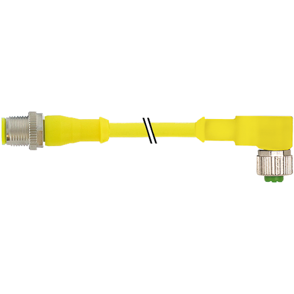 M12 male 0° / M12 female 90° A-cod. AIDA PUR 5x0.34 ye +drag ch. 1m image 1