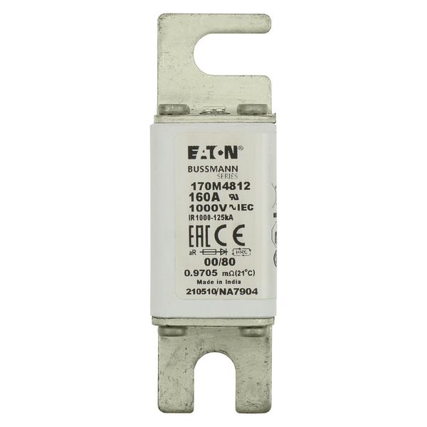 Fuse-link, high speed, 160 A, AC 1000 V, size 00, 30 x 47 x 98 mm, aR, DIN, IEC, single indicator image 7