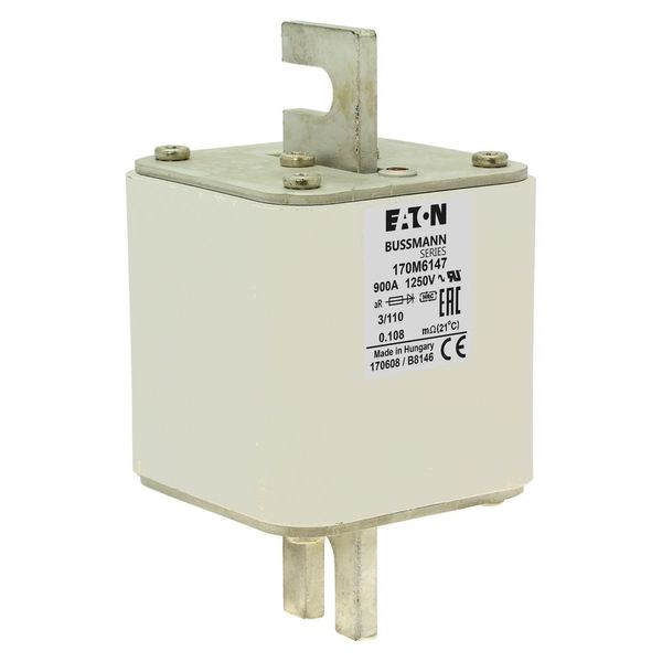 Fuse-link, high speed, 900 A, AC 1250 V, size 3, 76 x 90 x 139 mm, aR, DIN, IEC, single indicator image 8