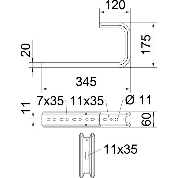 TPD 345 FT Wall and ceiling bracket TP profile B345mm image 2
