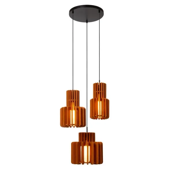 Lucide ROLLO - Hanging lamp - 3xE27 - Terracotta image 1