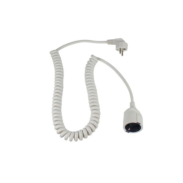 "PU Spiral cable extension H05VV-F 3G1,5 whiteexpandable up to 4m"outer diameter ca. 25mmin polybag with label image 1