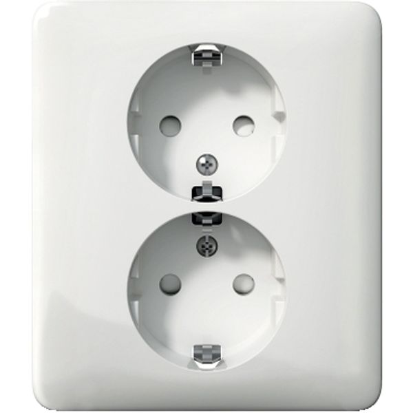 Exxact double socket-outlet branching earthed white image 4