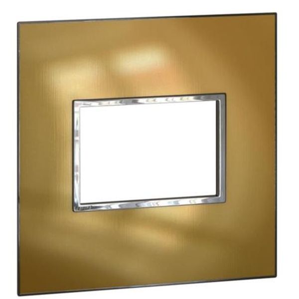 Arteor™ - Plate - US std - square - 3 modules - 4'' x 4'' - gold brass image 1