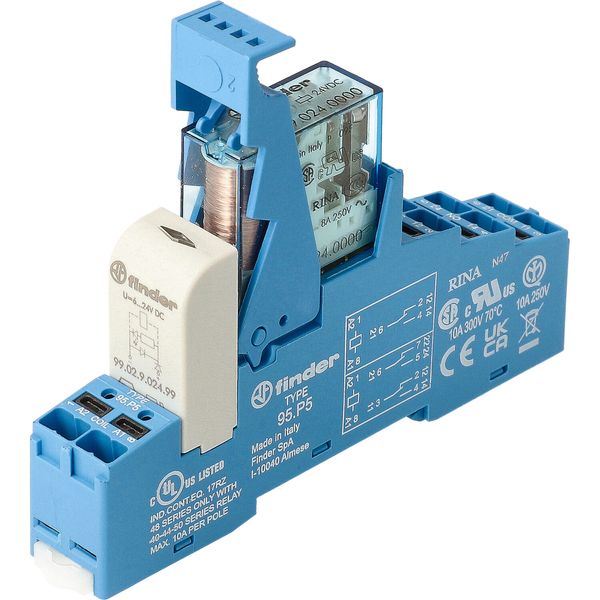 Rel. interface Mod. Push-IN 2CO 8A/24VDC/Agni/LED/diode (48.P5.9.024.0050) image 2