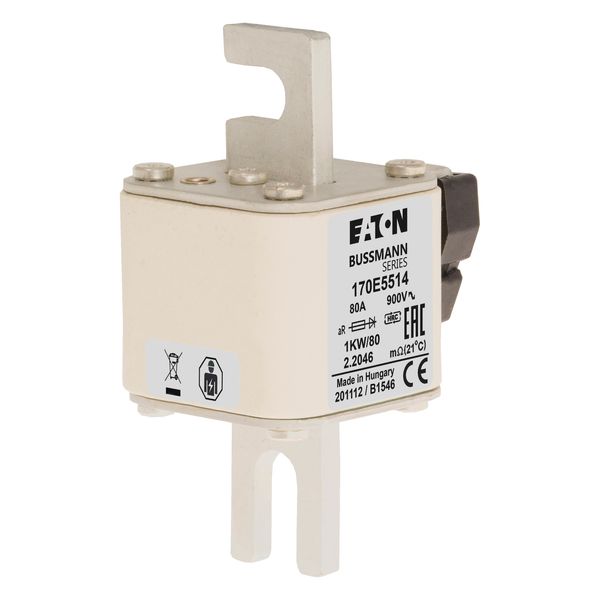 Fuse-link, high speed, 80 A, AC 900 V, DIN 1, 51 x 69 x 109 mm, aR, DIN, IEC, single indicator image 9