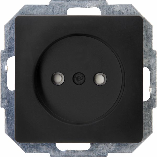 Socket outlet without earth, with shutter, 1-fold, 16A, 250V~, PARIS, black image 1