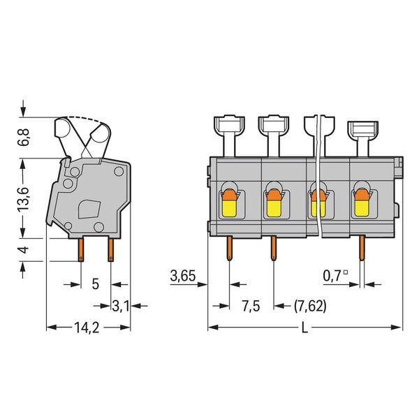 PCB terminal block push-button 2.5 mm² gray image 2