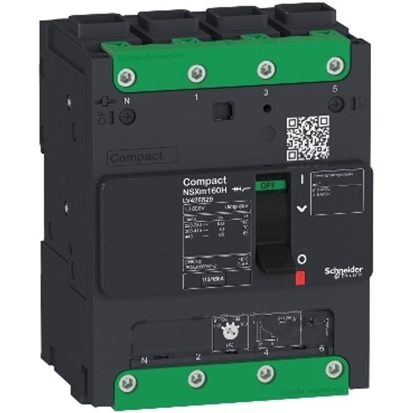 circuit breaker ComPact NSXm H (70 kA at 415 VAC), 4P 3d, 100 A rating TMD trip unit, EverLink connectors image 2