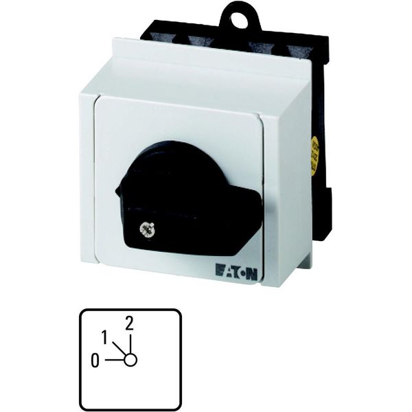 Step switches, T0, 20 A, service distribution board mounting, 3 contact unit(s), Contacts: 6, 45 °, maintained, With 0 (Off) position, 0-2, Design num image 5