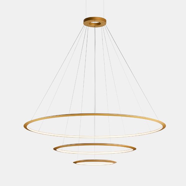 Pendant Circular Inward 3 Rings (ø3000 ø2000 ø1200) LED 326.4W 14815lm 4000K Gold image 1