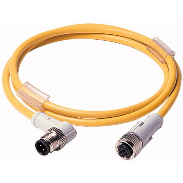 Connection cable, 4p, DC current, coupling M12 flat, plug, angled, L=5m image 1