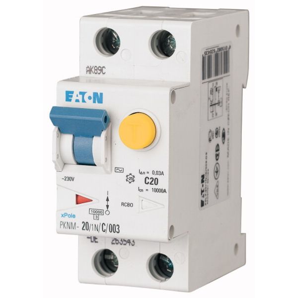 RCD/MCB combination, 20 A, 300 mA, MCB trip characteristic: B, 1p+N, RCD trip characteristic: A image 1