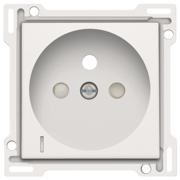 Finishing set with transparent lens for socket outlet with voltage indication, pin earthing and shutters, flush-mounting depth of 28.5mm, white image 1