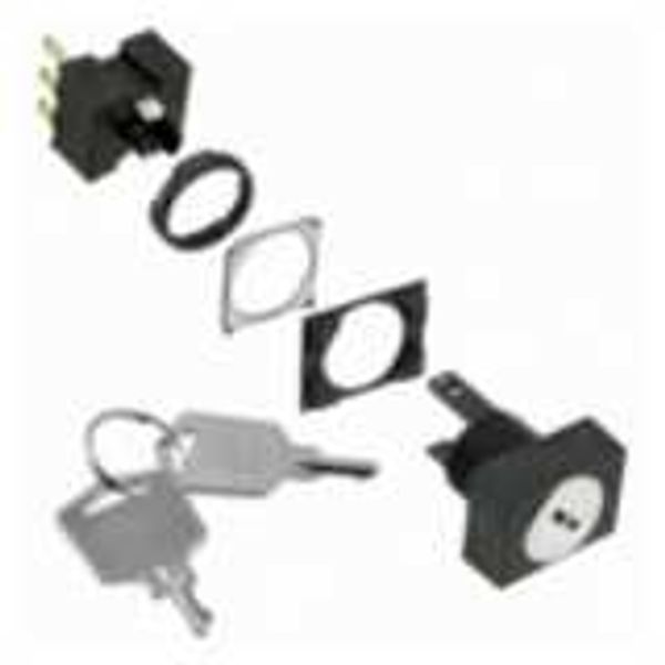 Selector switch front, 16 mm, rectangular, key-type, 2 notches, manual image 1