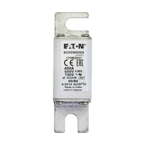 Fuse-link, high speed, 400 A, AC 690 V, DIN 00, 30 x 51 x 100 mm, aR, DIN, IEC, single indicator image 13