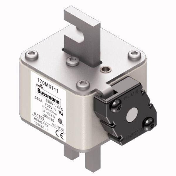 Fuse-link, high speed, 550 A, AC 690 V, DIN 2, 61 x 77 x 108 mm, aR, DIN, IEC, single indicator image 2