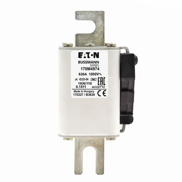 Fuse-link, high speed, 630 A, AC 1000 V, DIN 1, 51 x 69 x 138 mm, aR, DIN, IEC, type K indicator image 2