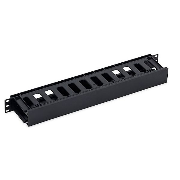 19" Cable management panel, 1U, plastic, black RAL9005 image 1