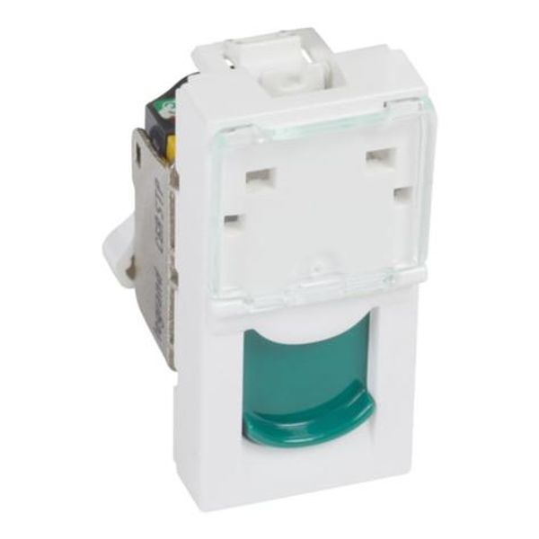 Arteor™ - RJ45 socket - category 6A STP - 1 module -White with green shutter image 1