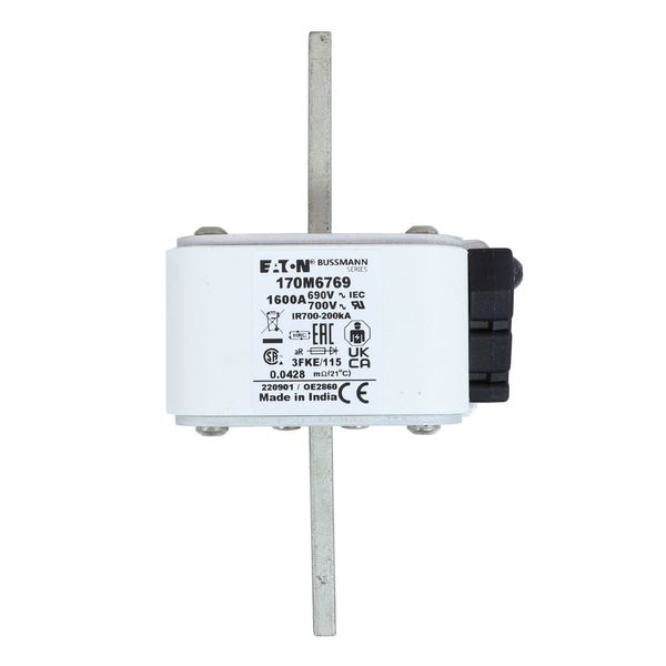 Fuse-link, high speed, 1600 A, AC 690 V, size 3, 76 x 92 x 139 mm, aR, IEC, UL, single indicator image 28