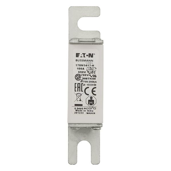 Fuse-link, high speed, 100 A, AC 690 V, size 000, 21 x 40 x 100 mm, aR, DIN, IEC, single indicator image 8