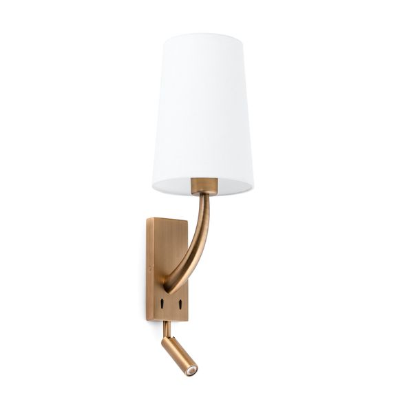 REM OLD GOLD WALL LAMP WITH LED READER WHITE LAMPS image 1