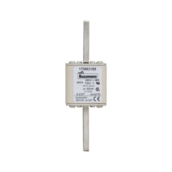 Fuse-link, high speed, 400 A, AC 690 V, compact size 1, 45 x 45 x 134 mm, aR, DIN, IEC, single indicator image 9