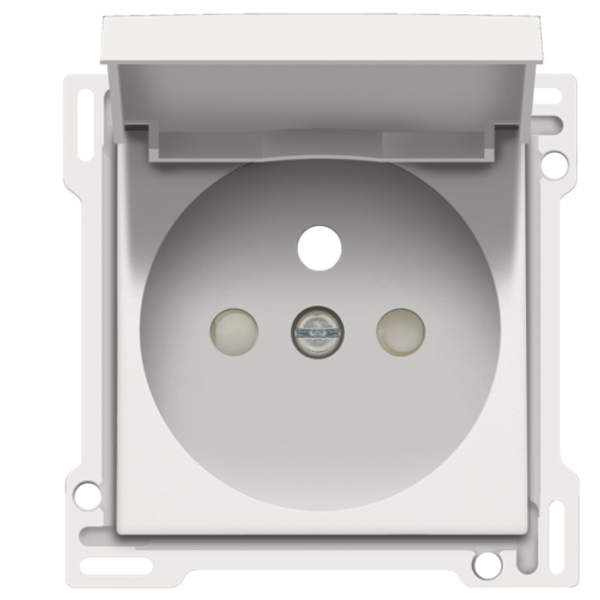 Finishing set for socket outlet with hinged lid, pin earthing and shutters, flush-mounting depth 28.5 mm, white coated image 1