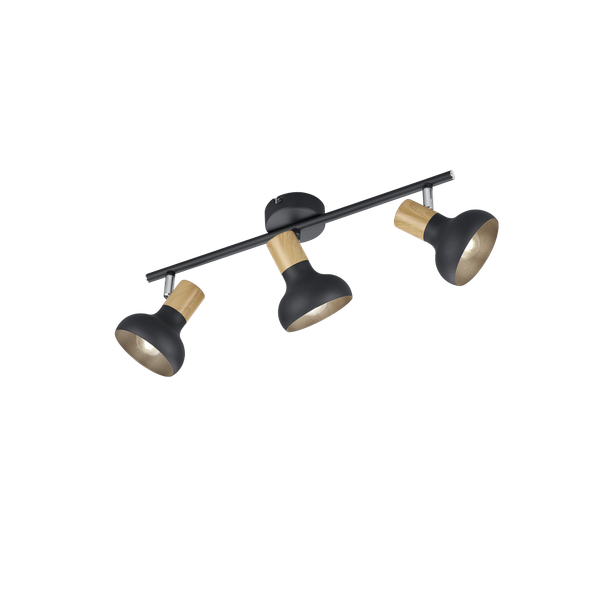 Latika spotlight 3-pc E14 matt black/wood image 1