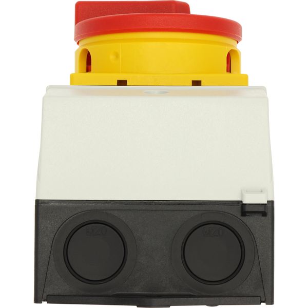 Main switch, T0, 20 A, surface mounting, 1 contact unit(s), 1 pole, Emergency switching off function, With red rotary handle and yellow locking ring, image 33