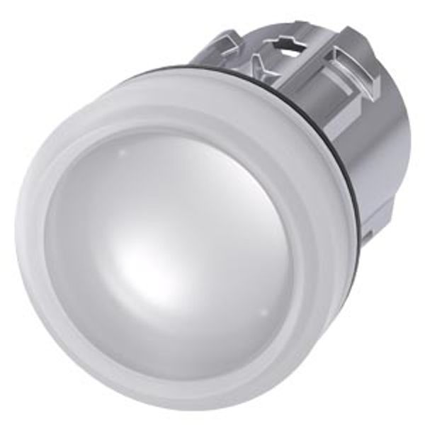 Indicator light, 22 mm, round, metal, shiny, white,  3SU1051-6BA60-0AA0 image 1