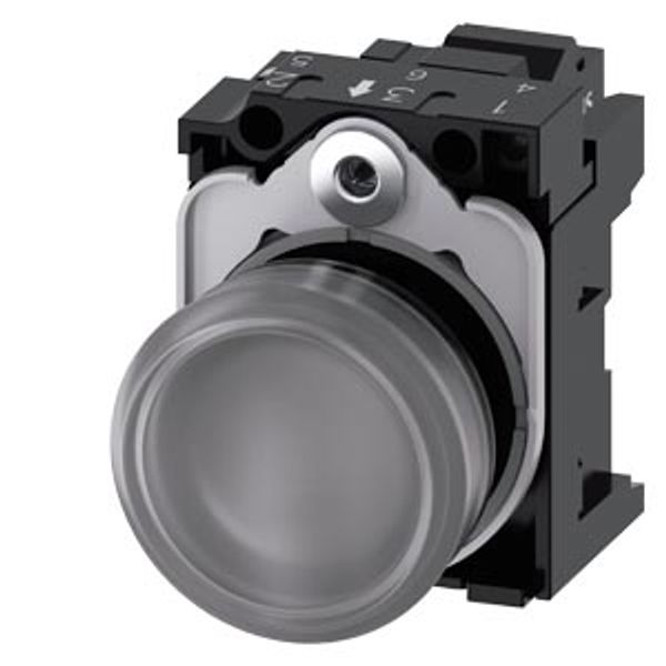 Indicator lights, 22 mm, round, plastic, clear, lens, smooth, with holder, LED module,  3SU1103-6AA70-3AA0-Z Y12 image 2