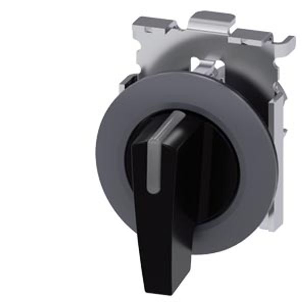 Illuminable selector switch, 30 mm, round, Metal matt, black, Selector switch long, front ring  3SU1062-2EL10-0AA0-Z X90 image 2