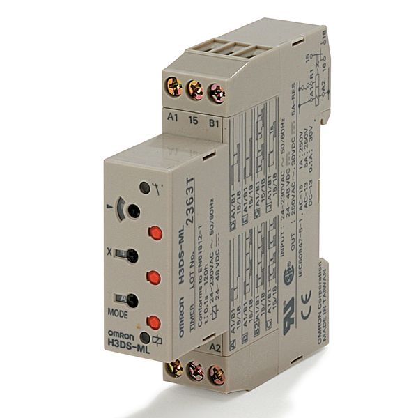 Timer, DIN rail mounting, 17.5 mm, 24-230 VAC/24-48 VDC, multifunction image 1