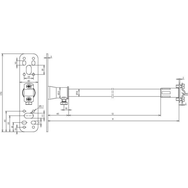 DEHNiso spacer f. Rd 7-10mm L 530mm with fixing plate image 2