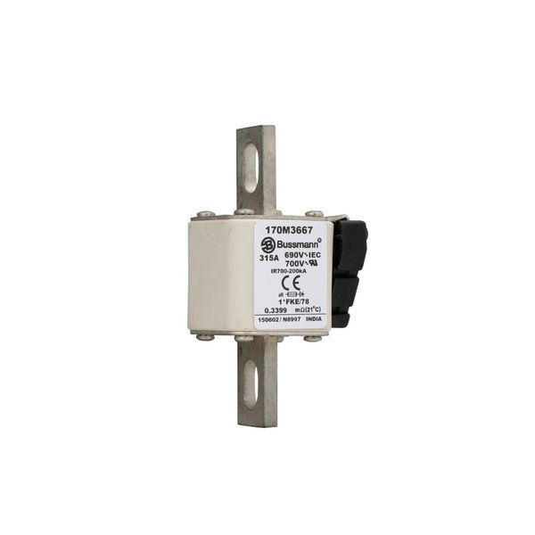 Fuse-link, high speed, 315 A, AC 690 V, compact size 1, 45 x 59 x 110 mm, aR, IEC, UL image 8