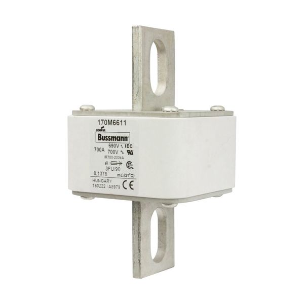 Fuse-link, high speed, 700 A, AC 690 V, size 3, 76 x 92 x 135 mm, aR, IEC, UL image 1