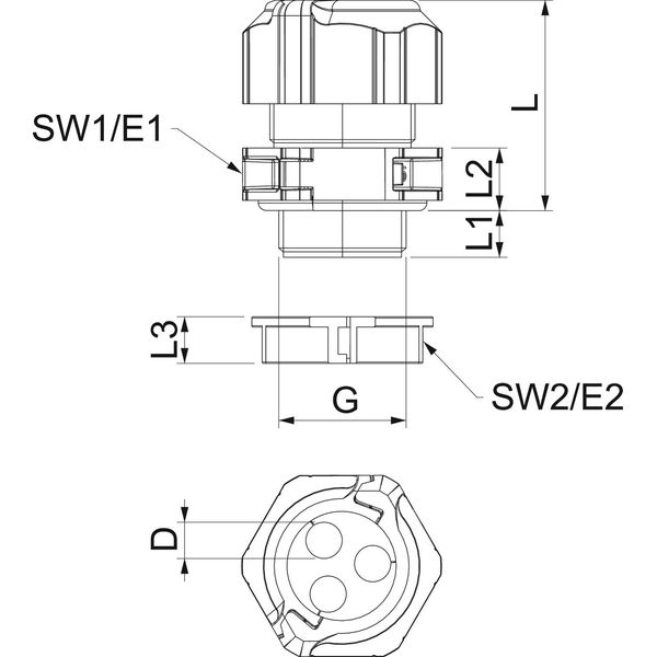 V-TEC TB25 3x7 Cable gland, separable Sealing insert, multiple M25 image 2