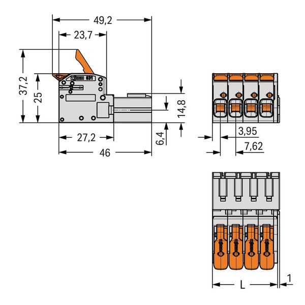 1-conductor male connector lever Push-in CAGE CLAMP® light gray image 4