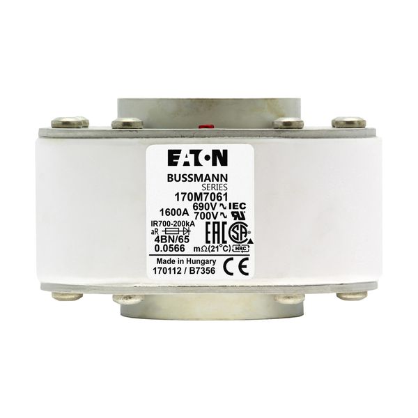 Fuse-link, high speed, 1600 A, AC 690 V, size 4, 67 x 105 x 105 mm, aR, IEC, single indicator image 13