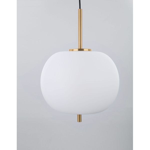 Opal Glass Brass Gold Metal Black Fabric Wire LED E27 1x12 Watt 230 Volt IP20 Bulb Excluded D: 30 H1: 23 H2: 120 cm image 1