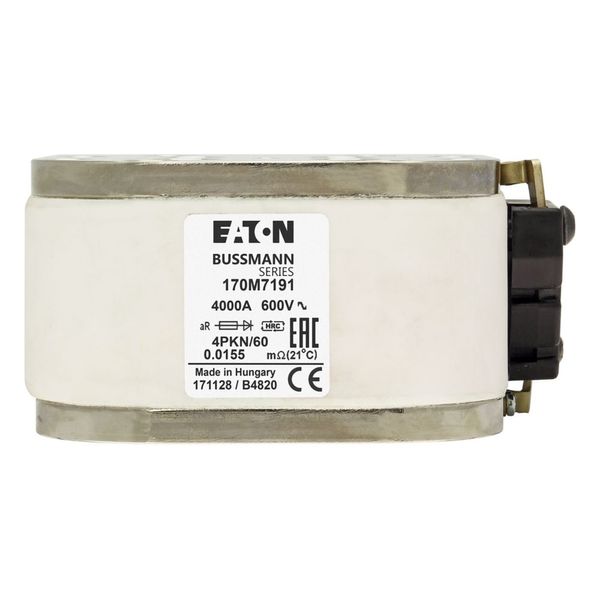 Fuse-link, high speed, 4000 A, AC 600 V, size 4, 120 x 105 x 59 mm, aR, IEC, single indicator image 19