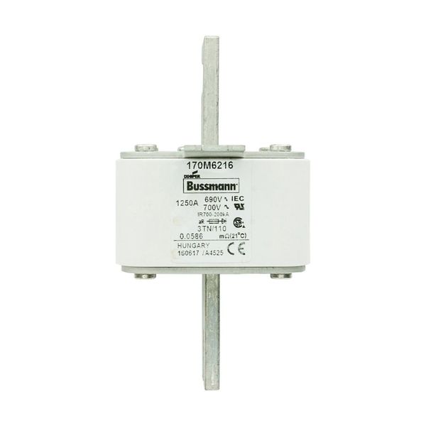 Fuse-link, high speed, 1250 A, AC 690 V, DIN 3, 76 x 90 x 139 mm, aR, DIN, IEC, type T indicator image 8