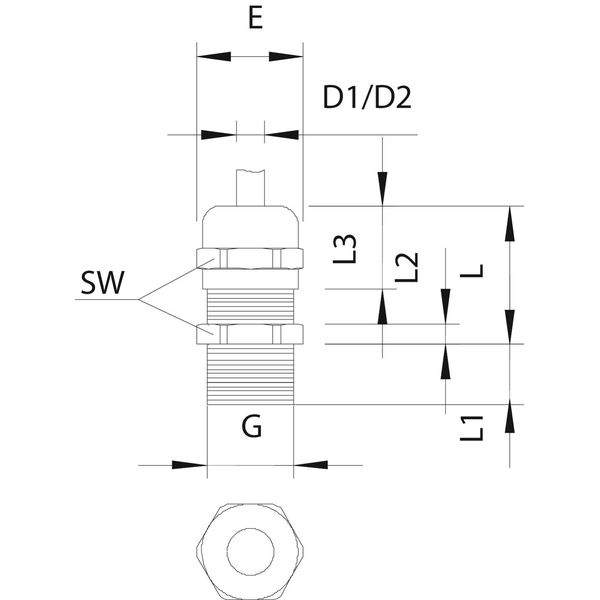 V-TEC L PG48 MS Cable gland with long connection thread PG48 image 2